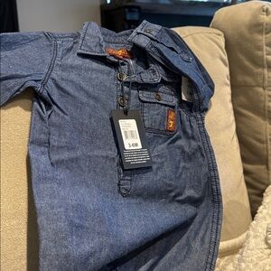 7 For All Mankind Baby Denim One Piece 3 -6 mon coverall NEW  unisex chambray